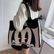 Resim Disney Karikatür Mickey Baskılı Büyük Kapasiteli Tote Çanta Kadınlar için, Vintage Moda Tek Omuzlu Günlük Seyahat El Çantası 