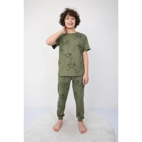 Resim Kısakollu Play Console Desenli Erkek Çocuk Pijama Takımı (Alt-Üst) 