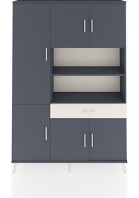Resim Arges Dolap 10 Raflı Tek Çekmeceli 6 Kapaklı 132x30x195 Antrasit-antrasit/aytaşı Antrasıt/aytası 