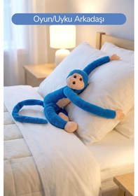 Resim Elleri Yapışan Oyun Ve Uyku Arkadaşı Peluş Maymun Lacivert Lacivert 