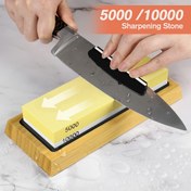 Resim 5000/10000 Grit Çift Taraflı Bileme Taşı - Su Geçirmez, Dayanıklı, Mutfak ve Açık Hava Bıçakları için Kauçuk Tabanlı Taşı, Ev ve Açık Hava Kullanımı İçin İdeal, Açık Hava Bıçak Bileme|Ergonomik Sap|Dayanıklı Taşı, Bıçak Bileme ve Hones 
