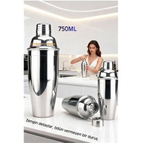Resim Yıldızan 750 ml Inox Shaker - Kokteyl Karıştırma Kabı Süzgeçli Bar Shaker Paslanmaz Çelik 