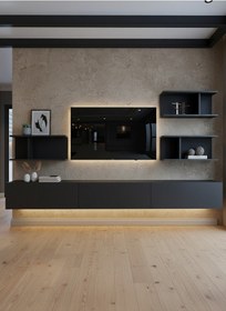 Resim Resital Ledli Duvara Monte Tv Sehpası - Antrasit - W6011-4 Antrasit 