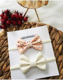 Resim Derinkids 2'li Somon Krem Fiyonk Bebek Bandana Seti 