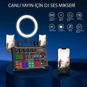 Resim Yenilzd Stüdyo Ses Mikseri Şarjlı Dj Canlı Yayın Kondenser Mikrofon Bağlantısı F998 Bluetooth Bağlantısı 