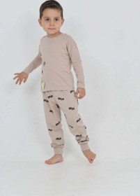Resim Toontoy Kids Toontoy Erkek Çocuk Roar Baskılı Pijama Takım Bej 
