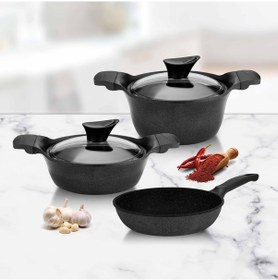 Resim Cvs Dn 20030 5 Parça Döküm Granit Tencere Seti 24-26-26 Cm 