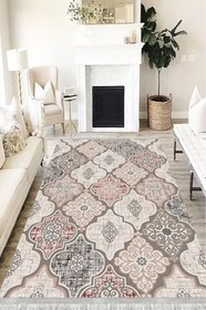 Resim Patchwork Punto Kaymaz Dot Tabanlı Yıkanabilir Antibakteriyel Dijital Baskı Patchwork Halı Yolluk, PW-8046A-PNT-80X250 