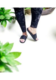 Resim Yazlık Parlak Rahat Taban Ev Ve Dışarı Terliği Siyah 