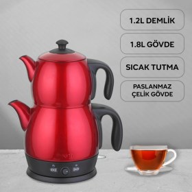 Resim Kırmızı Renkli Çay Makinası, Pratik ve Şık Tasarım 