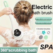 Resim 5 değiştirilebilir başlıklı 360° Temizleme Elektrikli Banyo Fırçası - USB Şarj Edilebilir, Konforlu ve Nazik Cilt Bakımı için Naylon Kıllar, Spa Tarzı Banyo Deneyimi, Banyo Fırçası | Nazik Temizleme | Şarj Edilebilir Pil, Banyo Fırçaları 