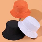 Resim 1 adet Düz Renk Büyük Kenar Güneşlik Balıkçı Şapkası - Hafif, Toka Kapatma, Polyester Kova Şapka, Açık Hava Seyahatleri, Dağ Tırmanışı ve Sporlar için, Seyahat Başlığı | Şık Kova Şapka | Hafif Şapka 