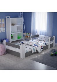 Resim Tuliplifeyapımarket Tuliplife Montessori Karyola Beyaz-Antrasit Çocuk Yatağı -307 Antrasit - Beyaz 