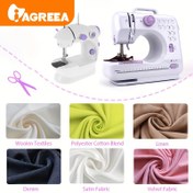 Resim Avrupa Standart Fişli Mini Elektrikli Dikiş Makinesi - 2 Hız, Taşınabilir ve Katlanabilir, Beyaz ve Mor Detaylı, Dikiş Kiti ve Ayak Pedali İçerir, Kendi El Yapımı Projeler İçin İdeal, Yetişkinler ve Gençler İçin Uygun 