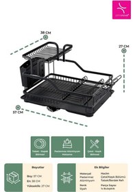 Resim Primanova Bianka Paslanmaz Alüminyum İki Katlı Bulaşıklık - Siyah Siyah 