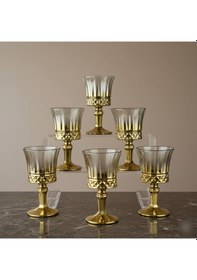 Resim Rova Tr Premium Honey Titanyum Işıltılı Ayaklı Küçük Kahve Yanı Kadeh Seti - 6 Adet Altın 