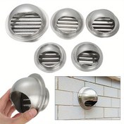Resim Paslanmaz Çelik Dış Duvar Tavan Hava Kanalı - Su Geçirmez Kanal Düzenleme Ventilasyon Egzoz Grilyi Kapak, Çeşitli Boyutlarda Mevcut, Ev ve Bina HVAC Sistemleri için Koroziflik Dirençli Tasarım, Hava Kanalı Aksesuarları, Tavan Montajlı Kanal, Şık Metalik Bitiş, Dayanıklı Metal İnşaat 