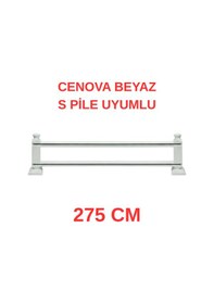 Resim Cenova S Pile Ve Perde Düğmesi Uyumlu Çetray Çift Raylı Modern Ahşap Rustik Beyaz 275 Cm Beyaz 