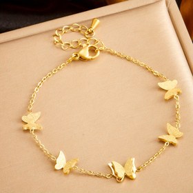 Resim 1 Adet Şık Sevimli Kelebek Kolye Zincir Bilezik - Altın Tonlu Çinko Alaşım Takı ile Zarif Zincir & Üç Kelebek, Ona Sevgililer Günü Hediyesi, Yıl Boyu Günlük Giyim İçin 