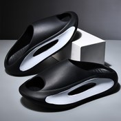 Resim Kadınlar İçin Kalın Yastıklı EVA Tabanlı Slip-On Platform Sandaletler - Tüm Gün Rahatlığı için Ergonomik Tasarım, Siyah & Beyaz Renk Seçenekleri, Günlük Ev/Dış Mekan Terlikleri ve Ayakkabıları 