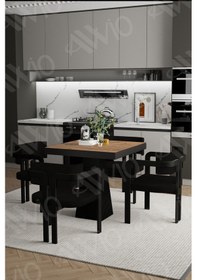 Resim Avvio Sirius Lake Mdf Ayak Tokyo Demonte Sandalye 80x80 Yemek Masası Mutfak Masası 4 Kişilik Akça 