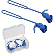 Resim Gateesat Mavi Yüzme Ve Uyku İçin Bantlı Silikon Kulak Tıkacı - Yeniden Kullanılabilir Yıkanabilir 