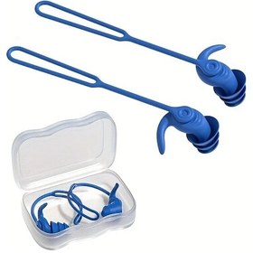 Resim Gateesat Mavi Yüzme Ve Uyku İçin Bantlı Silikon Kulak Tıkacı - Yeniden Kullanılabilir Yıkanabilir 
