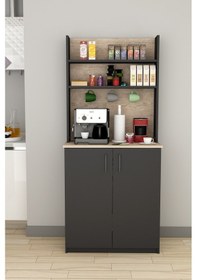 Resim %100 Mdflam Kahve Köşesi Çok Amaçlı Mutfak Dolabı Kahve01 Antrasit - Sidon Antrasit - Sidon 