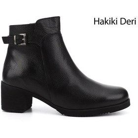 Resim Gönderi R Kadın Siyah Floter Fermuarlı Kalın Topuklu Hakiki Deri Bot Gkzb13447453 Siyah Floter 