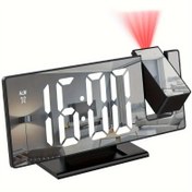 Resim 1 Adet 180° Ayarlanabilir LED Projeksiyonlu Alarm Saati, Snooze Fonksiyonu, 12/24H Sıcaklık Göstergesi ve Ayna Tasarım – USB Güçlü, Yatak Odası, Ev Ofisi veya Oturma Odası İçin Uygun – Siyah Dikdörtgen Çerçeve, HD Ekran, Gece Modu, Hafıza Özelliği, 10 Önemli Bayram için İdeal Hediye (Noel, Cadılar Bayramı, Paskalya, Sevgililer Günü, Şükran Günü) 