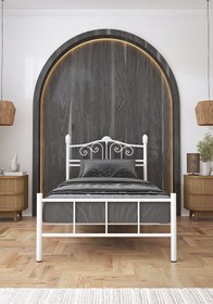 Resim FANO King Ferforje Karyola Beyaz Tek Kişilik Metal Yatak 90x190, 90x200, 100x200, 120x190, 120x200 