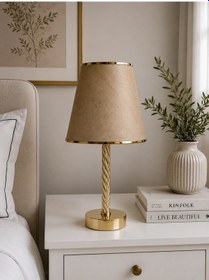Resim Gold İşlemeli Başlık Gold İşlemeli Ayaklı Modern Abajur 40x20cm 