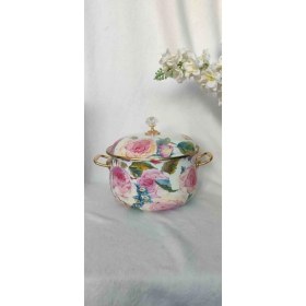 Resim Rose Emaye Lux Emaye Tencere 5 Litre 24 cm Çap Süt Yoğurt Çorba Tenceresi 