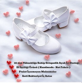 Resim Beebron Ortopedik Topuklu Abiye Kız Çocuk Ayakkabı Glossy Series Abiayk2401 Rugan Beyaz Rugan Beyaz 