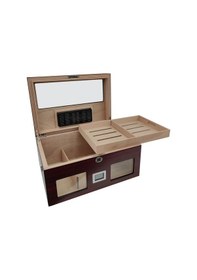 Resim Falconetti Rc59kr Bordo 2 Katlı Camlı Dijital Humidor Puro Kutusu 