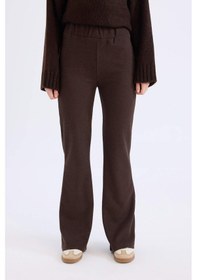 Resim DeFacto Wide Leg Geniş Paça Esnek Belli Uzun Boy Pantolon E4387AX24WNBN505 Kahve 