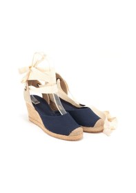 Resim Star Tombis Gerçek Elişi Ipli Espadril Dolgu Topuk Keten Espadril Handmade Lacivert 