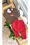 Resim happy moon Bebek Giyim Hediyelik Unisex Ikili Takım Uzun Kol Tshirt Üst Şalvar Alt Yılbaşı Konseptli 
