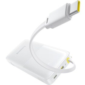 Resim Baseus Bipow 2 10000mah 20w Dijital Ekranlı Güç Bankası, Dahili Usb-c Kablolu Beyaz 