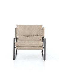 Resim Sller Portatif Metal İskeletli Berjer, Modern Metal İskeletli Portatif Tekli Koltuk Krem 