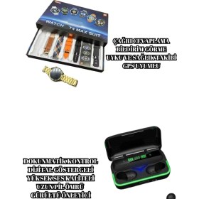 Resim Bluetooth Kulaklık Akıllı Saat 7 Kordonlu Metal Kordon Plastik Kordon 