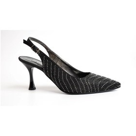 Resim Assortie Siyah Taş Detaylı İnce Topuklu Slingback Kadın Ayakkabı Siyah Taş 