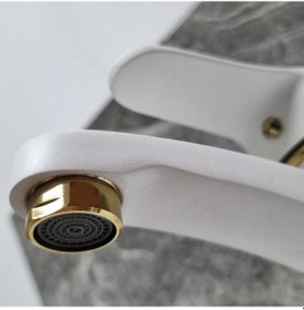 Resim Inventa Yüksek Gövde Lavabo Bataryası Altın - Beyaz 