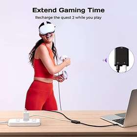 Resim Ekstra Şarj Portlu Oculus Quest 2 için 16FT Bağlantı Kablosu, Hızlı Şarj ve Yüksek Hızlı 10Gbps Veri Aktarımı, VR Kulaklık ve Oyun Bilgisayarı için USB-C'den USB-C'ye Kablo 