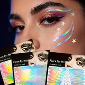 Resim Çoklu İkili Avrupa Lazer Göz Farı Stickerlar, Eyeliner ve Yüz Makyaj Dövmeleri 