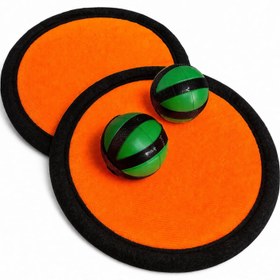 Resim Turuncu Cırt Cırt Tut Oyunu Seti 2 Raket 2 Top Velcro Catch Ball Yakalama Oyunu Çocuk El Göz Koordinasyon Oyuncağı Bahçe Park Plaj Eğlence Spor Aktivite 