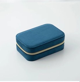 Resim Kadife Yumuşak Doku Kumaş Fermuarlı Takı Kutusu 