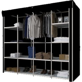 Resim Cimri Kese Geniş Hacimli Çift Askılı Cimrikese Bez Dolap Siyah 