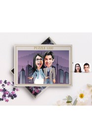 Resim Bk Gift Kişiye Özel Sevgililer Karikatürlü 1000 Parça Profesyonel Puzzle-81 