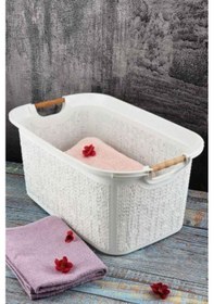 Resim Woow Çamaşır Sepeti - Çamaşır Sepeti - Plastik Sepet 30 Lt - Beyaz Beyaz 